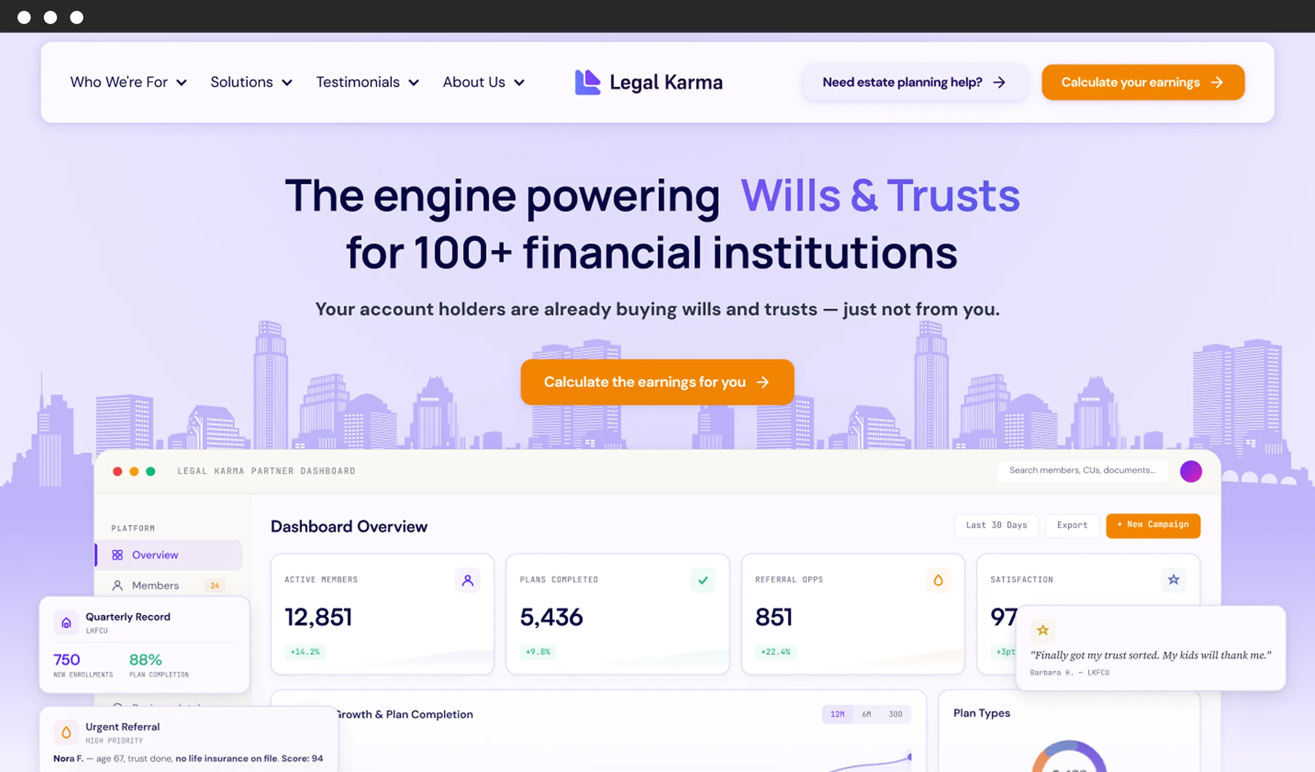 Legal Karma partner dashboard